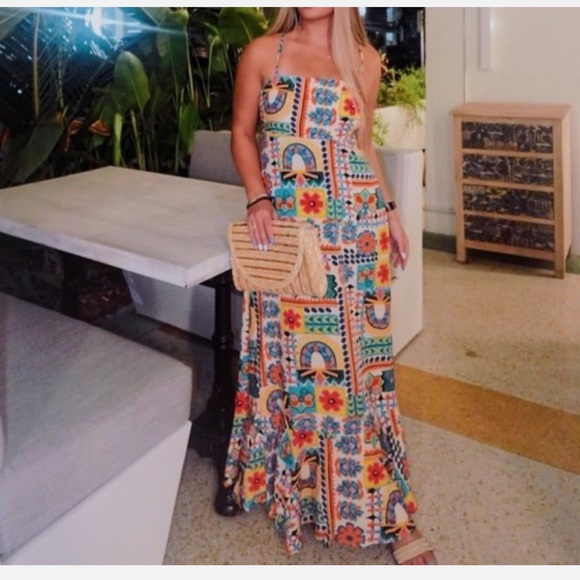 Anthropologie Paper Hearts Aztec sunrise maxi dress - Picture 2 of 6